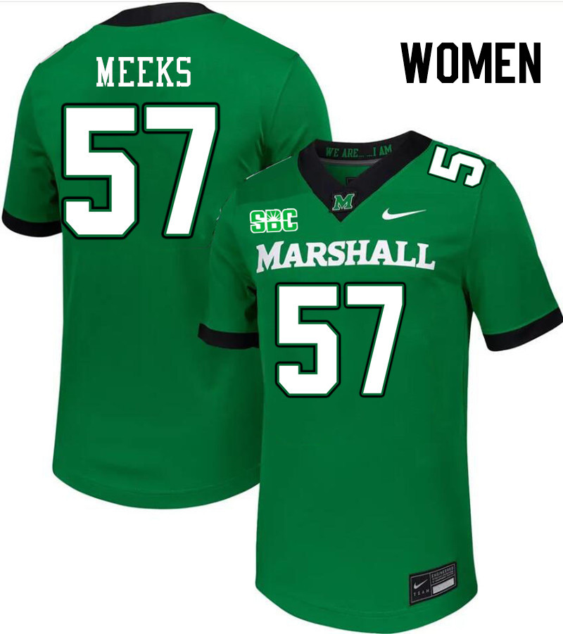 Women #57 Eric Meeks Marshall Thundering Herd SBC Conference College Football Jerseys Stitched-Green